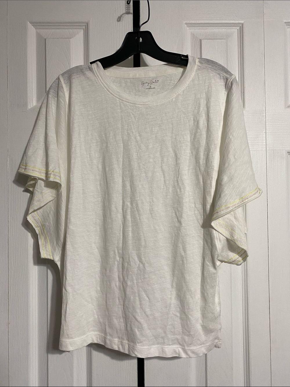 Grey state cotton cream lightweight tee shirt top size SMALL